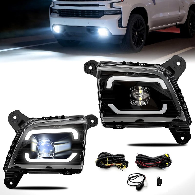 Boxlight LED Fog Lights with DRL for 2019-2023 Chevrolet Silverado 1500 2500HD 3500HD - Image 1