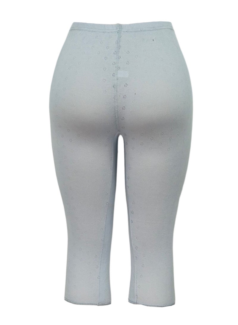 City Rose 3- Pieces Women's Perforated Cotton Bermuda Grey - Image 3