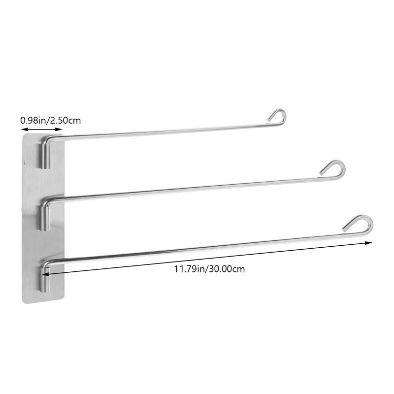 Stainless Steel Rotary Towel Rack 3 Bar Wall Mounted Bathroom Organizer Holder - Image 3
