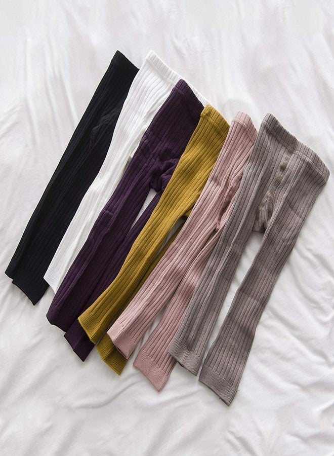 Looching 6 Pack Toddler Baby Cable Knit Ankle Leggings Pants Footless Winter Tight Stockings for Girls - Image 3