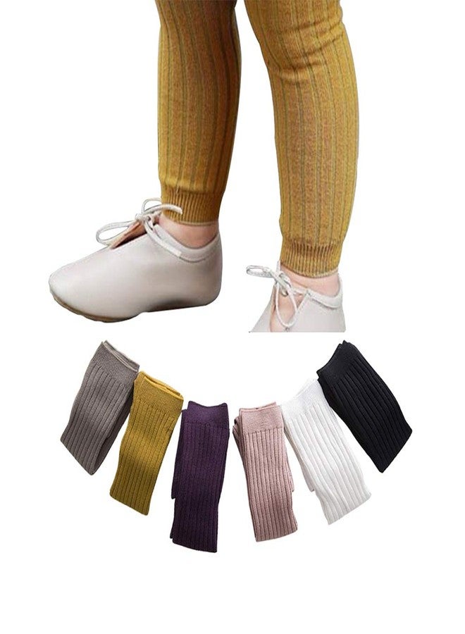 Looching 6 Pack Toddler Baby Cable Knit Ankle Leggings Pants Footless Winter Tight Stockings for Girls - Image 1