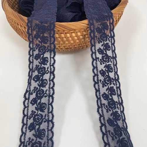 Sourcemall Lace Trim Ribbon, Delicate Black Floral Ribbon for Wedding/Bridal Decoration, DIY Craft Sewing, Home Decoration, 5 Yards (Navy Blue Flower) - Image 5