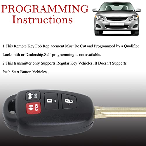 MechanMagic Key Fob Remote Replacement Fits for Toyota Corolla 2014-2019/Camry 2014-2017/Tacoma 2016-2018 HYQ12BDM Keyless Entry Remote Control HYQ12BEL 89070-02880 H Chip(Pack of 2) - Image 3