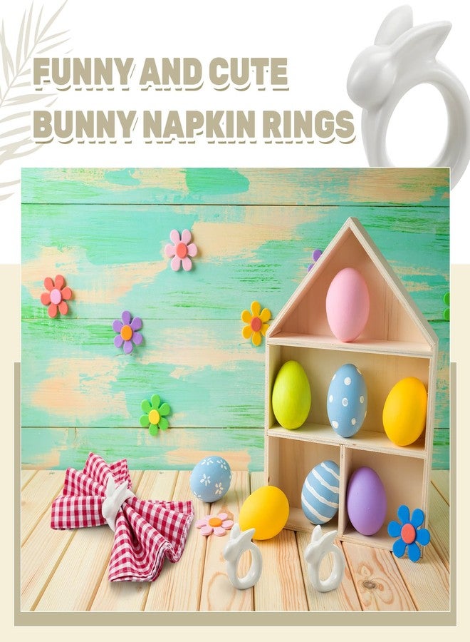 Jingmore Set of 12 Easter Bunny Napkin Rings Porcelain Napkin Rings Vintage White Bunny Ceramic Holders for Easter Spring Wedding Dinning Room Dinner Table Setting Decoration - Image 4
