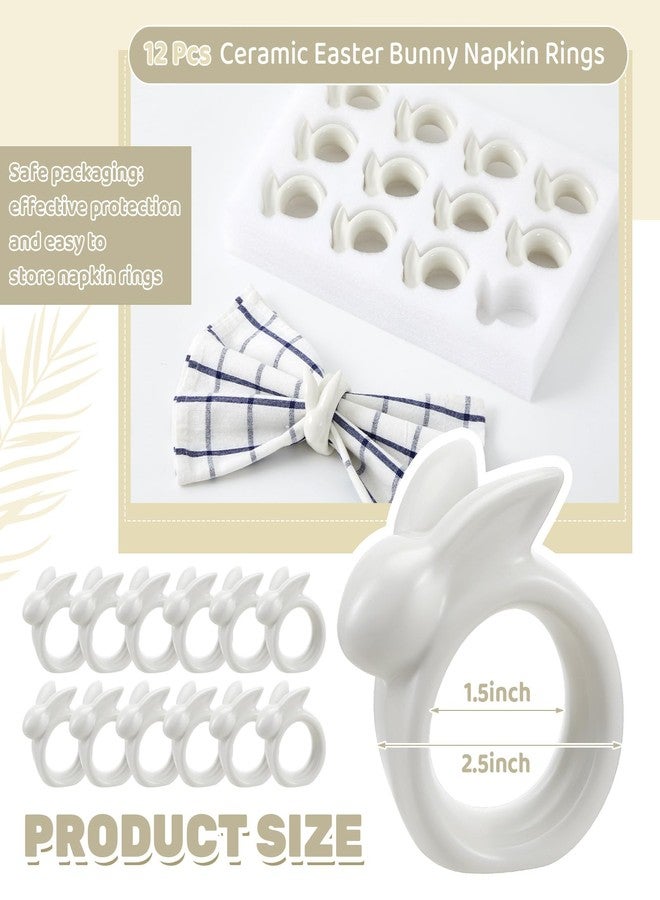 Jingmore Set of 12 Easter Bunny Napkin Rings Porcelain Napkin Rings Vintage White Bunny Ceramic Holders for Easter Spring Wedding Dinning Room Dinner Table Setting Decoration - Image 2
