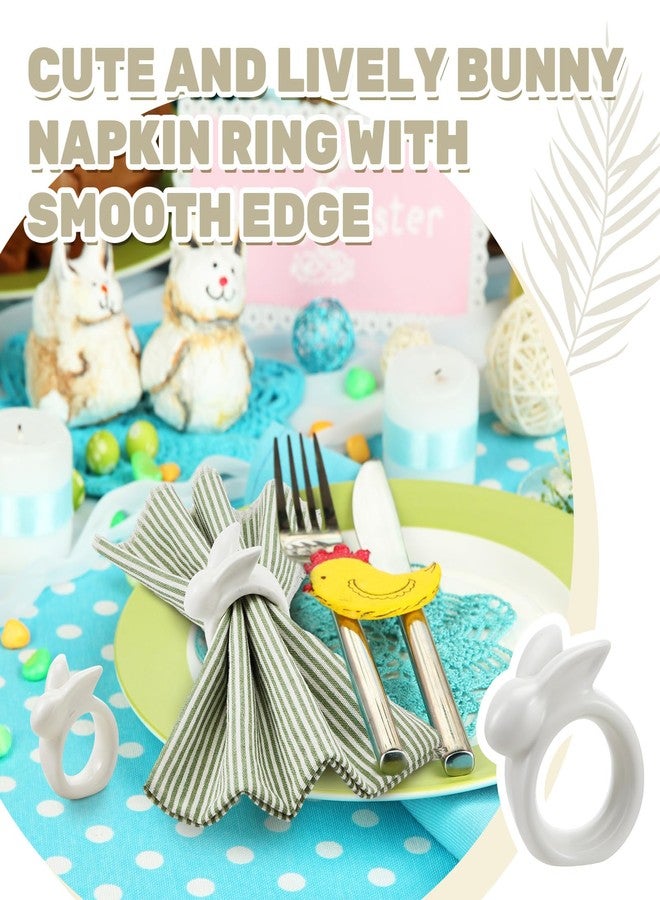 Jingmore Set of 12 Easter Bunny Napkin Rings Porcelain Napkin Rings Vintage White Bunny Ceramic Holders for Easter Spring Wedding Dinning Room Dinner Table Setting Decoration - Image 3