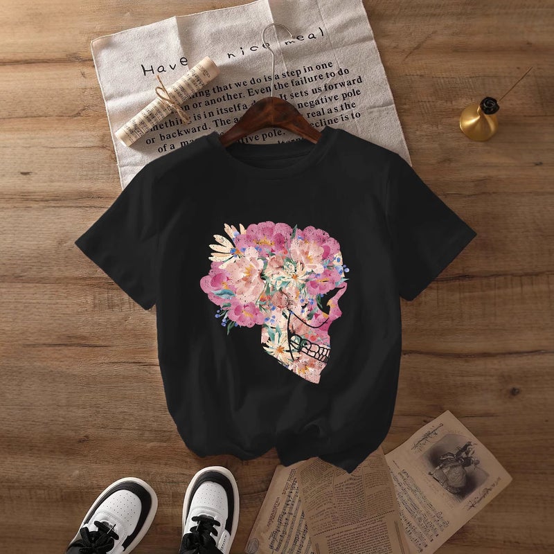 Independent Station Women'S Tops Round Neck Cartoon Printed Short-Sleeved T-Shirt-M - Image 4