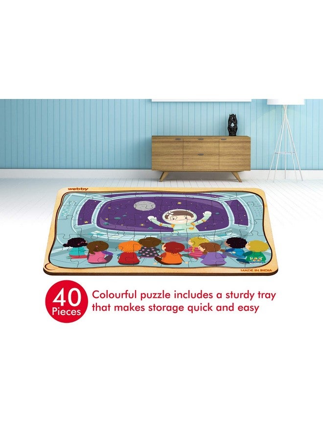Webby Kids in Spaceship Wooden Jigsaw Puzzle, 40Pcs - Image 4