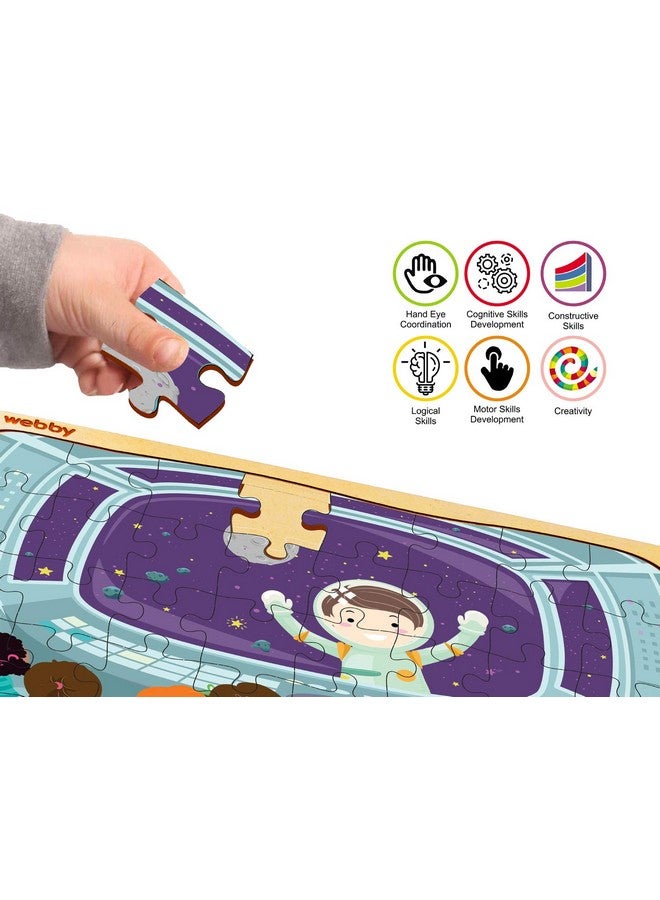 Webby Kids in Spaceship Wooden Jigsaw Puzzle, 40Pcs - Image 5