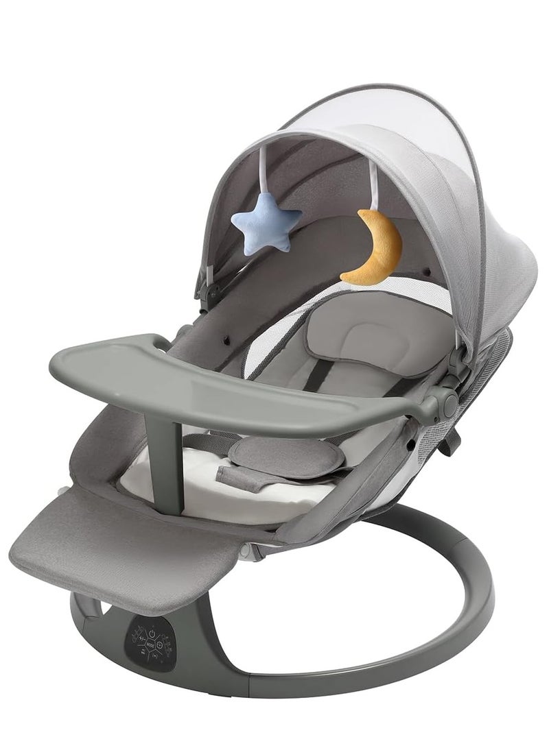 Rightsure Electric Baby Swing for Infants - Adjustable Baby Rocker Footrest, 5 Speeds, Plate, Mosquito Net, Bluetooth Support,8 Lullabies, Adapter & Battery Operated, Bluetooth Support, Remote Control, Indoor & Outdoor Use, Gray - Image 1