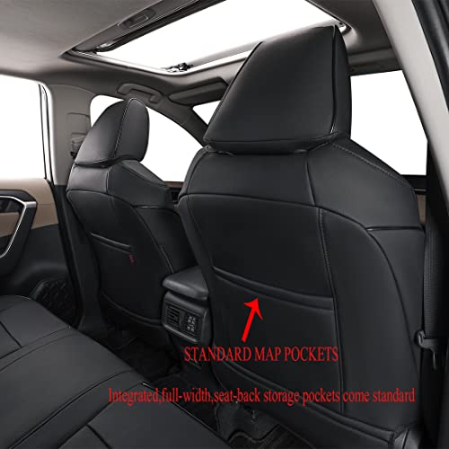 EKR Custom Fit RAV4 Car Seat Covers for Select Toyota RAV4 2019 2020 2021 2022 2023 2024 2025 LE,XLE,XLE Premium,Limited - Full Set,Leather(Black) - Image 3