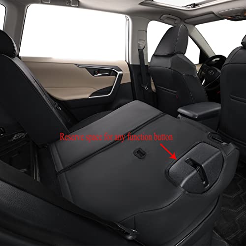 EKR Custom Fit RAV4 Car Seat Covers for Select Toyota RAV4 2019 2020 2021 2022 2023 2024 2025 LE,XLE,XLE Premium,Limited - Full Set,Leather(Black) - Image 4