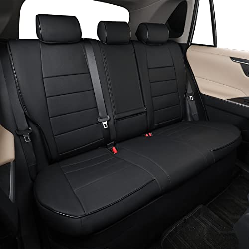 EKR Custom Fit RAV4 Car Seat Covers for Select Toyota RAV4 2019 2020 2021 2022 2023 2024 2025 LE,XLE,XLE Premium,Limited - Full Set,Leather(Black) - Image 5
