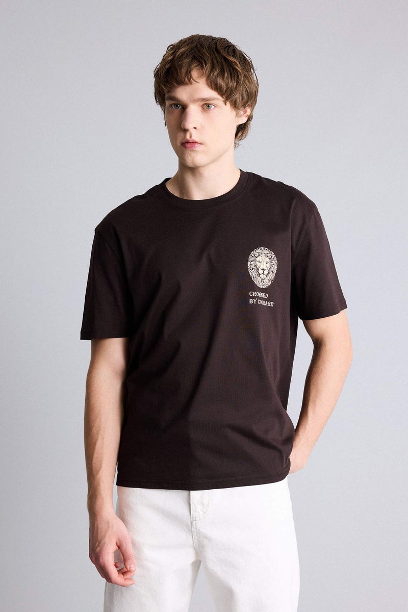 DeFacto 100% Cotton Regular Fit Printed Short Sleeve T-Shirt - Image 1
