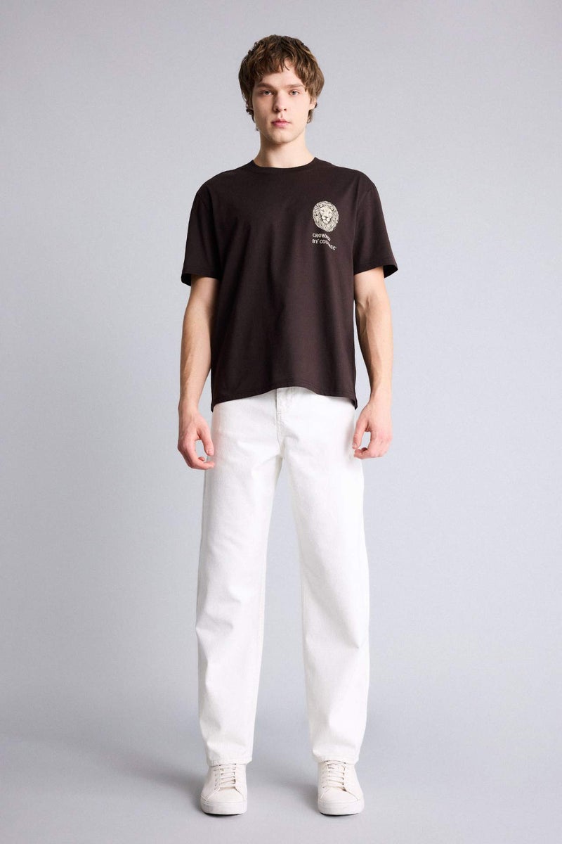 DeFacto 100% Cotton Regular Fit Printed Short Sleeve T-Shirt - Image 2