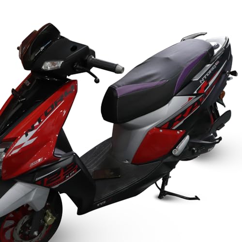 TVS Bike Seat Cover NTORQ for Sweat Free Comfortable Riding |Absorbs Micro-Shocks and Road Jerks | Heat Protection | Nylon | Black-Purple - Image 3