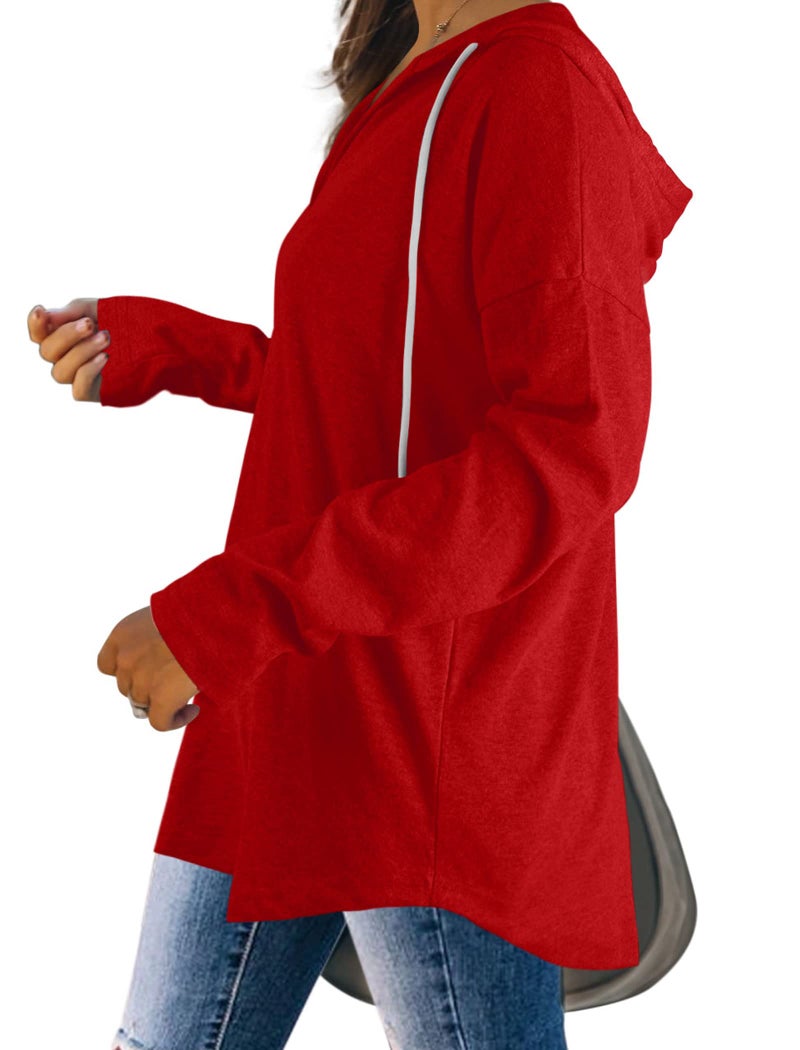 Bofell Christmas Sweaters for Women V Neck Long Sleeve Shirts Casual Tops Bright Red Sweater for Woman L - Image 4