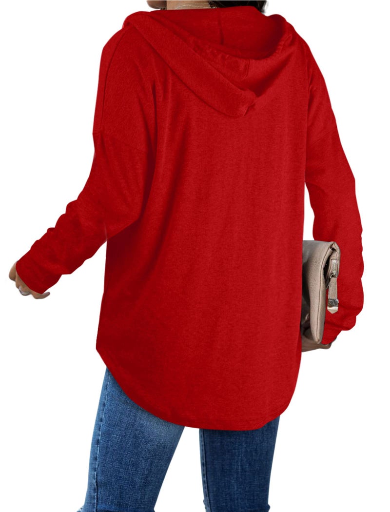 Bofell Christmas Sweaters for Women V Neck Long Sleeve Shirts Casual Tops Bright Red Sweater for Woman L - Image 5