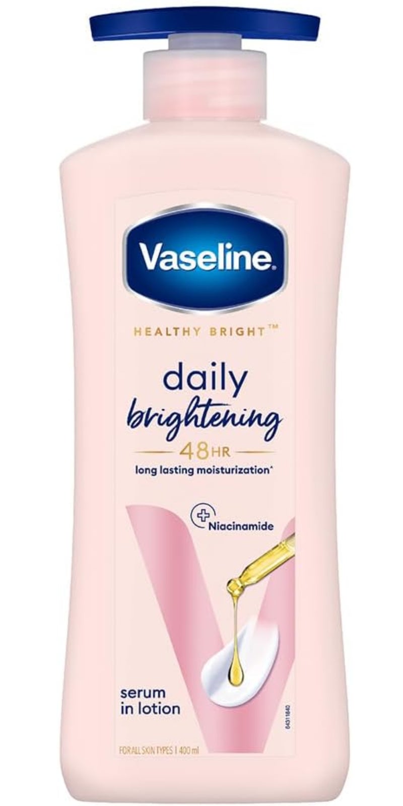 Vaseline Healthy Bright, Daily Brightening Daily Moisturizer,  for Glowing Skin, with Vitamin B3, Visibly Radiant Skin in 2 Weeks, Lightweight, Non-sticky, Non-Oily Body Lotion, for Dry Skin 400 ml,