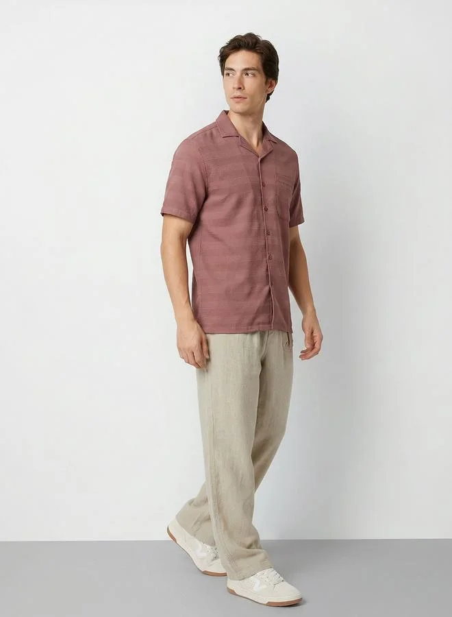 Mast & Harbour Men Self Design Cuban Collar Casual Shirt