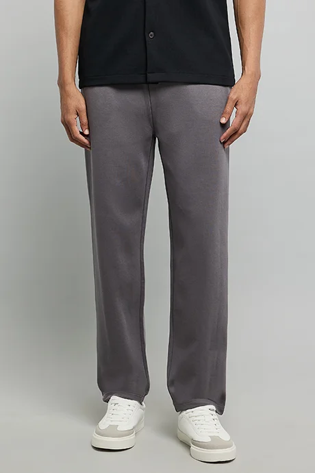 أر أند بي Solid Knitted Pants with Drawstring Waist