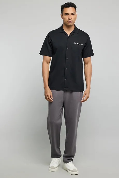 أر أند بي Solid Knitted Pants with Drawstring Waist