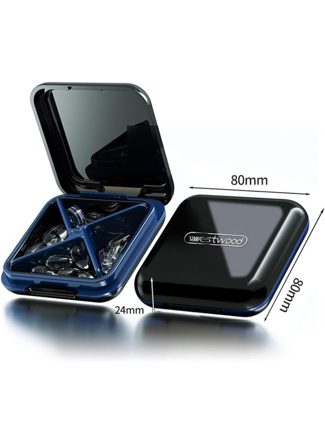 Pill Organizers With Four Compartments, Portable Pill Cases, Compact Pill Box, Waterproof Sealing Pill Container for Purse Pockets, Medicine Holder For Vitamins, Medication, Supplements Fish Oil