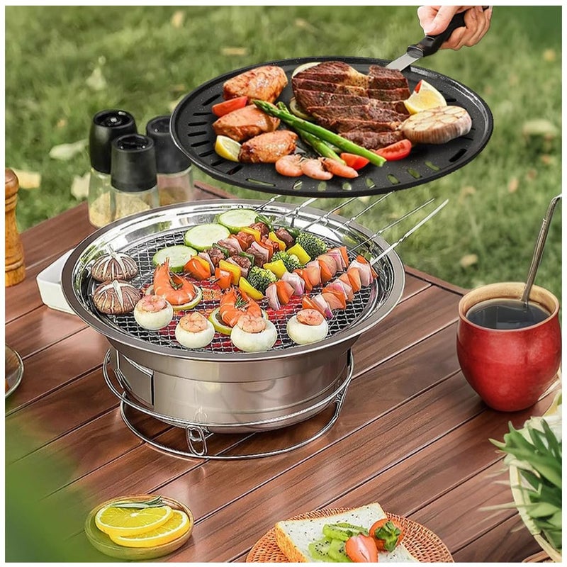 Primst Multifunctional Charcoal Barbecue Grill Household Korean BBQ Grill Portable Camping Grill Stove Tabletop Smoker Grill