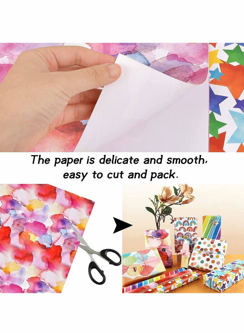 6 Pack Birthday Gift Wrapping Paper Set for All Occasions - Includes Ribbon, Sticker, and Tape - Perfect for Birthday, Wedding, Graduation, Kids, Babies, Men, and Women - Image 3