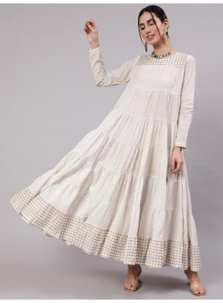 White Gold Print Tiered Maxi Dress - pzsku/Z6AA2154CB91A69872769Z/45/1751530990/3fc9ba96-9099-4c4d-90c6-f5d90da29eca