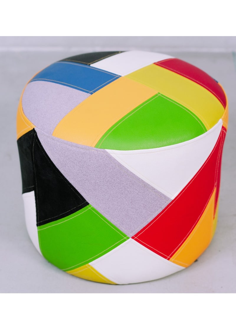 Generic Multicolor Round Ottoman – Bold & Stylish Accent Piece – 37x37x31 cm  - Image 1
