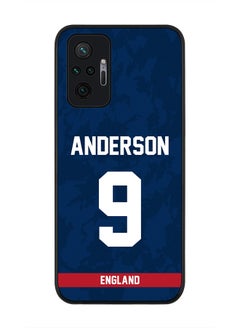 Rugged Black Edge Case for Redmi Note 10 Pro 4G, Slim fit Soft Case Flexible Rubber Edges Thin Cover - Player Name - James Anderson, Jersey Number- 9