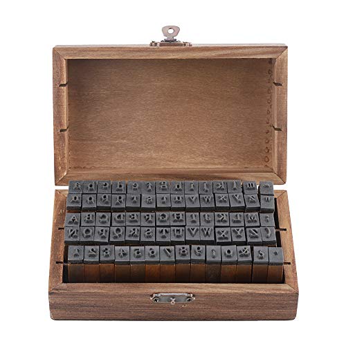 Ejoyous Letter Stamp 70 Pieces Wood Rubber Alphabet Letters Numbers Symbols Stamps Set, Vintage Wooden Craft Stamps with Storage Box for Scrapbook, Diary Card Making, Crafting - Image 1