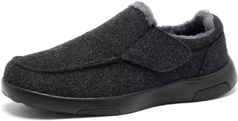 OrthoComfoot OrthoComfoot Men's Orthopedic Slippers Walking Shoes with Arch Support: Slip On Loafers for Plantar Fasciitis, Casual Flat Feet Hook and Loop Mule Clogs for Foot and Heel Pain Relief
