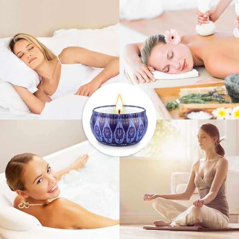 لوكاداه مجموعة شموع معطرة هدية للنساء – 6 عبوات من شموع العلاج العطري الطبيعية من شمع الصويا في برطمانات، شموع سفر طويلة الأمد لتخفيف التوتر، النوم، الاسترخاء، السبا، الحمام، اليوغا، أعياد الميلاد، هدايا العطلات - Image 2