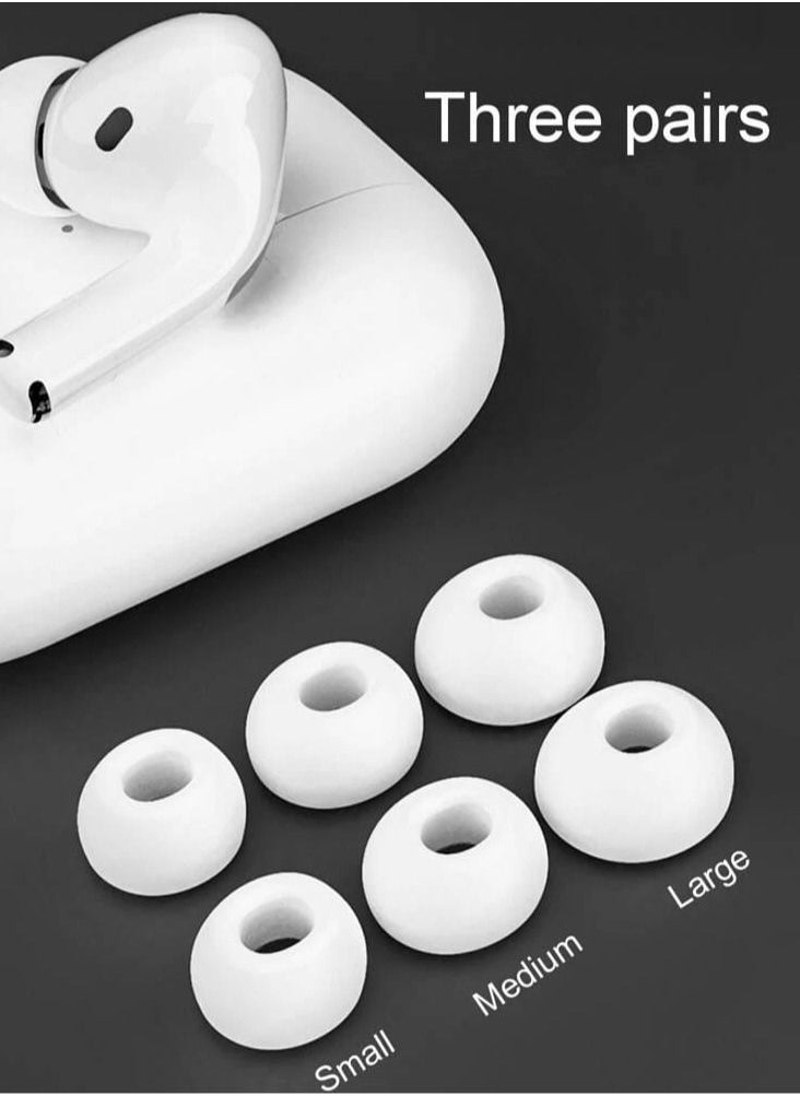 3 Pairs Compatible Airpods Pro and Airpods Pro 2nd Generation Replacement Silicone Earbuds with Noise-Cancelling Holes to Fit the Charging Case (S/M/L)