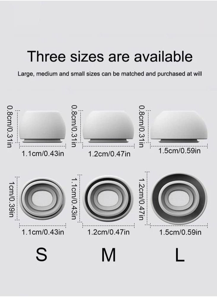 3 Pairs Compatible Airpods Pro and Airpods Pro 2nd Generation Replacement Silicone Earbuds with Noise-Cancelling Holes to Fit the Charging Case (S/M/L)
