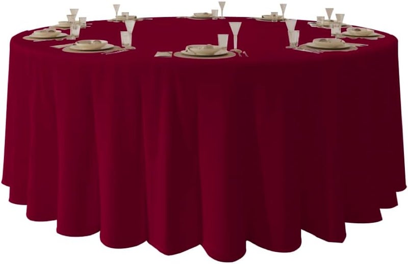 Urby Round Tablecloth for 1.5–1.8 m Round Folding Table with 6 Chairs, 304.8 cm, Burgundy, Ideal for Party, Wedding, Banquet and Events - Image 1