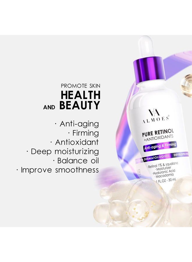 AA almoes Almoes Retinol Serum for Face,Moisturising Serum for Face with Macadamia,Firming Skin,Antioxidant,Increase Skin Elasticity,Hyaluronic Acid Serum,Face Serum for Women,Serum for Face,Face Care,1 Fl Oz - Image 2