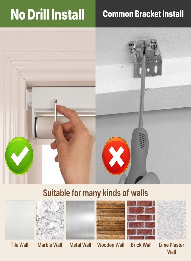 HESTIA No Drill Cordless Blackout Roller Shades Screwless Waterproof Shower Window Blinds, Auto-Retraction Easy Install Blind for Bathroom/Kitchen/Office/Exterior, White, 22.5" W x 54" H - Image 5
