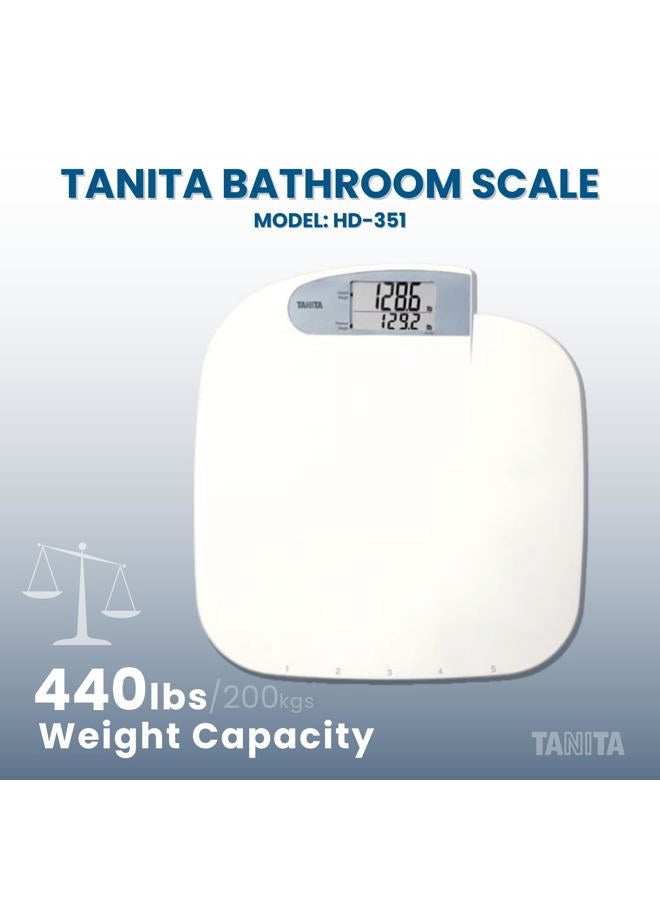 TANITA Tanita HD-351 Japan Technology Digital Bathroom Weight Scale- 440 lbs Capacity - Accurate & Precise with 5 Multi-User Convenience, Previous & Current Weight Memory - 2" Easy to Read Large Display - Image 2