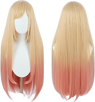 Linfairy Long Blonde Dye Pink Cosplay Wig Halloween Costume Wigs for Kitagawa Marin - Image 1