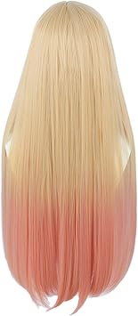 Linfairy Long Blonde Dye Pink Cosplay Wig Halloween Costume Wigs for Kitagawa Marin - Image 4