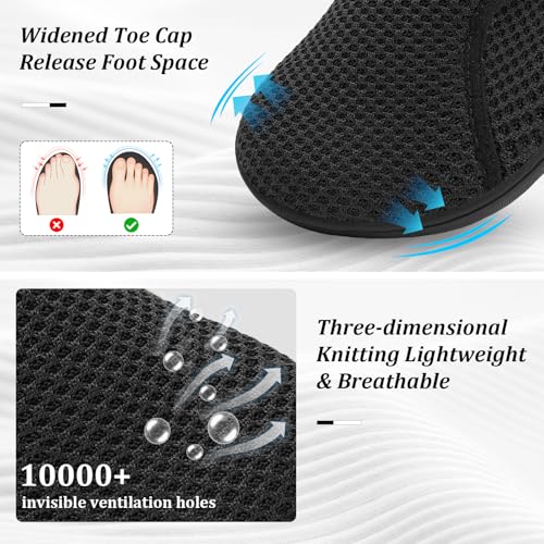 Scurtain Diabetic Shoes for Women Wide Width Walking Shoes Black Zero Drop Nursing Pregnancy Bunion Surgery Relief Shoe Breathable Barefoot Minimalist Summer Spring House Slippers Shoes Size 9 - Image 2