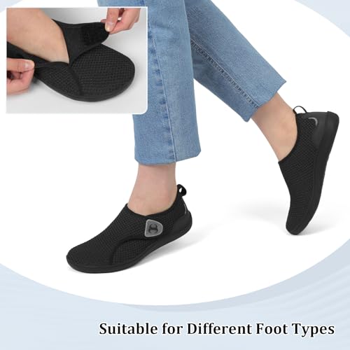 Scurtain Diabetic Shoes for Women Wide Width Walking Shoes Black Zero Drop Nursing Pregnancy Bunion Surgery Relief Shoe Breathable Barefoot Minimalist Summer Spring House Slippers Shoes Size 9 - Image 5