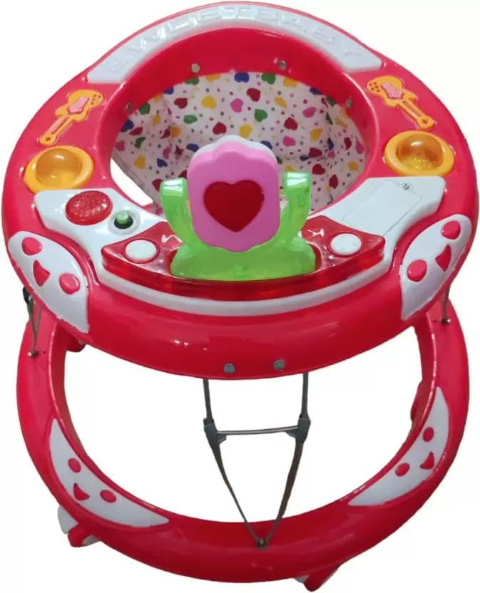 Maanit Walker with Foldable, Cushion Seat | Activity Walker for Baby with Musical Toy Bar | Walker Baby 6-18 Months Boys Girls (Red) - Image 2