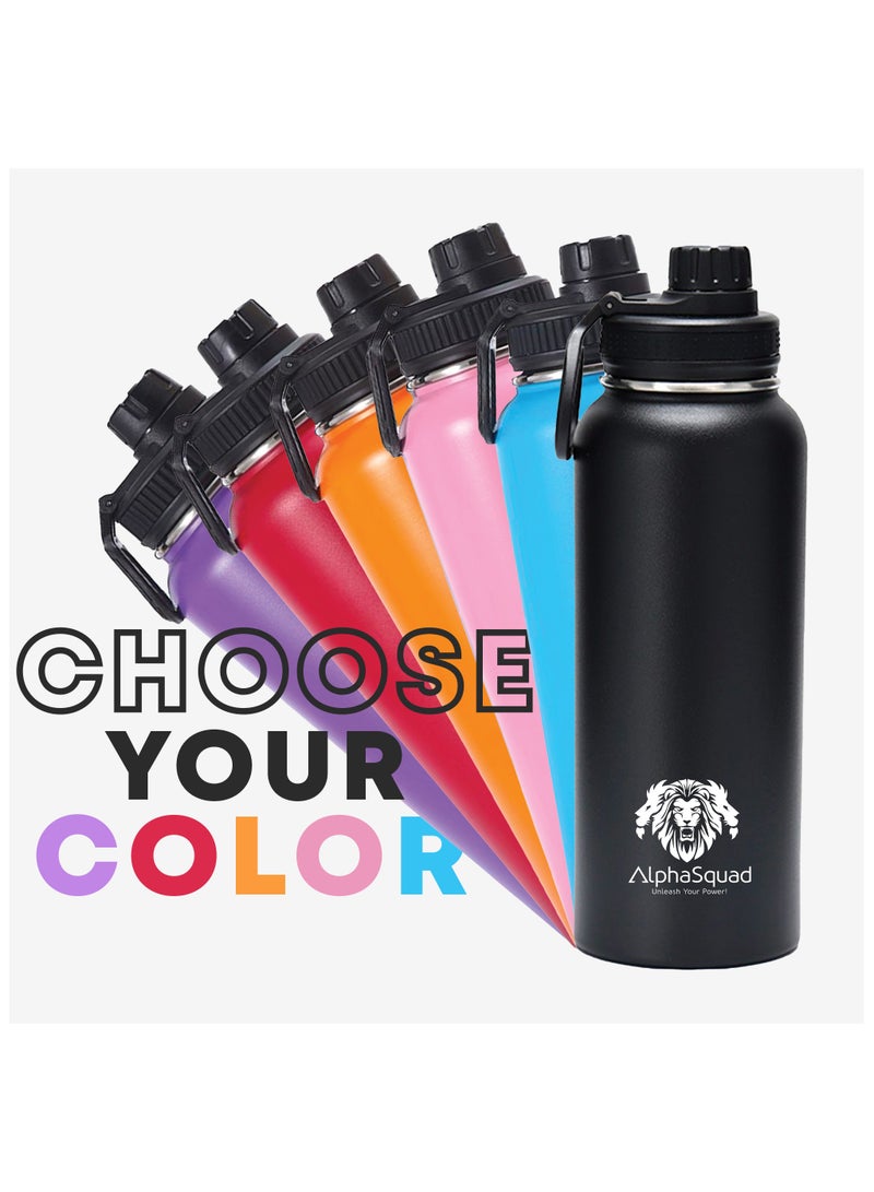 ألفاسكواد قارورة معزولة مفرغة من الهواء من ALPHASQUAD بسعة 40 أونصة / 1200 مل، زجاجة مياه رياضية مزدوجة الجدار من الفولاذ المقاوم للصدأ من سلسلة Thermolab مع غطاء من القش - Image 5