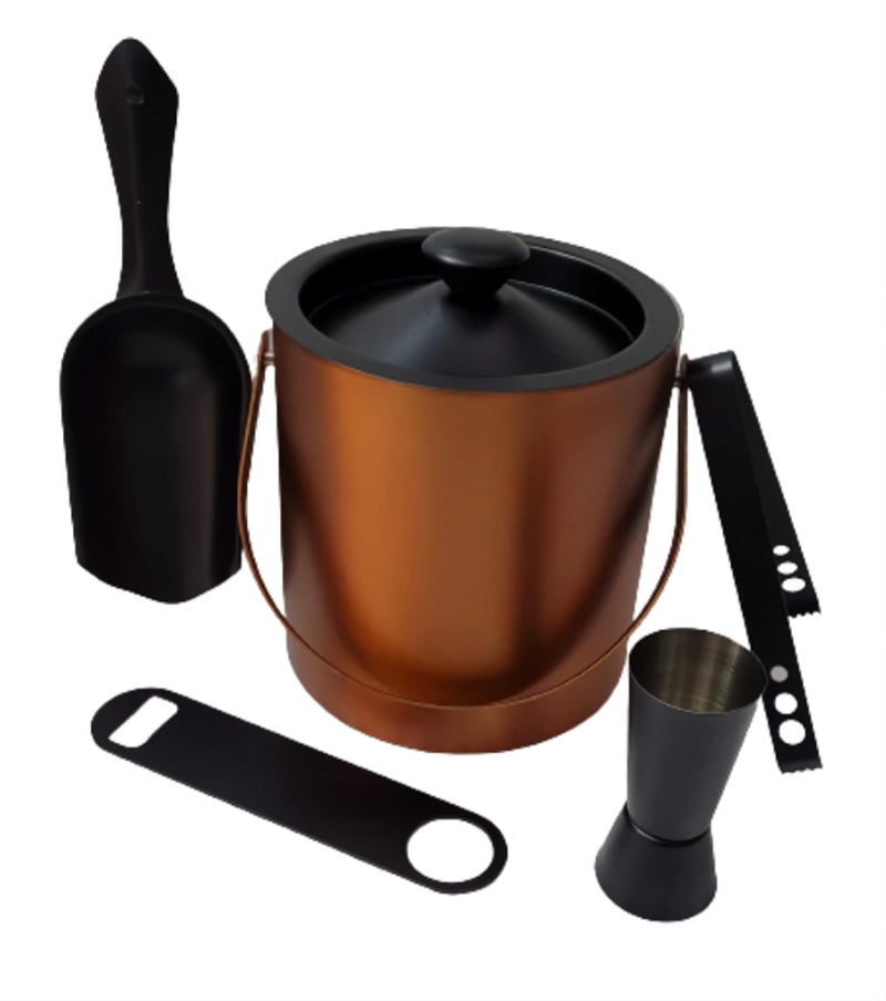 Proniks Stainless Steel Insulated Ice Bucket with Opener and Ice Tong and peg Measure and with Ice Scope Keeps Ice Cold for 6 h Great bar Tools for Home bar Accessories Mini bar Medium - Image 1