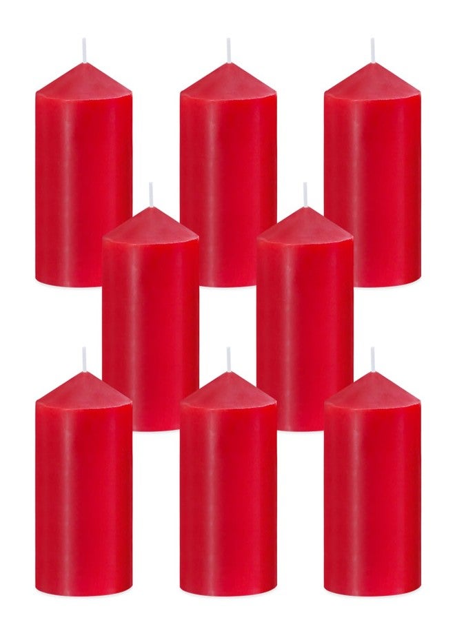 Yusevot 2x3 Inch Red Pillar Candles, 24 Hour Small Unscented Dripless Burgundy Colored Column Cylinder Candles for Christmas Home Party Holidays, Set of 8 - Image 1