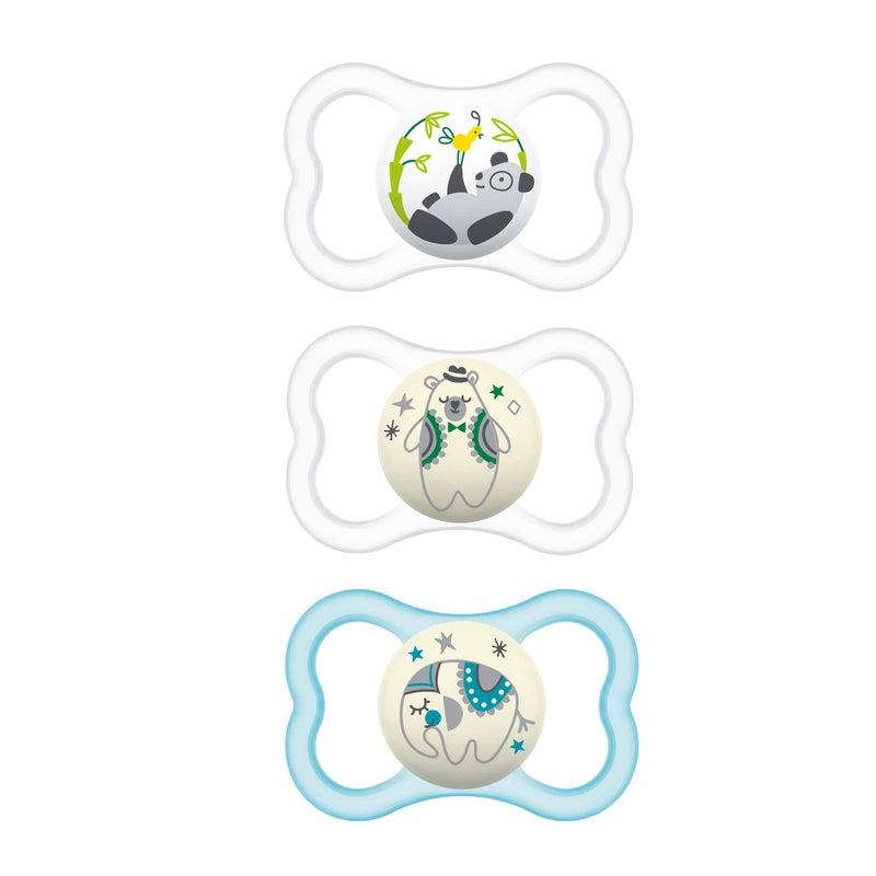 MAM Air Night & Day Baby Pacifier, for Sensitive Skin, Glows in The Dark, 3 Pack, 6-16 Months, Unisex,3 Count (Pack of 1) - Image 1